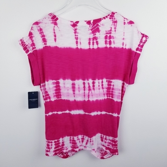Lucky Brand Tie-Dye Twist-Front Short Sleeve Top NWT - Picture 3 of 12